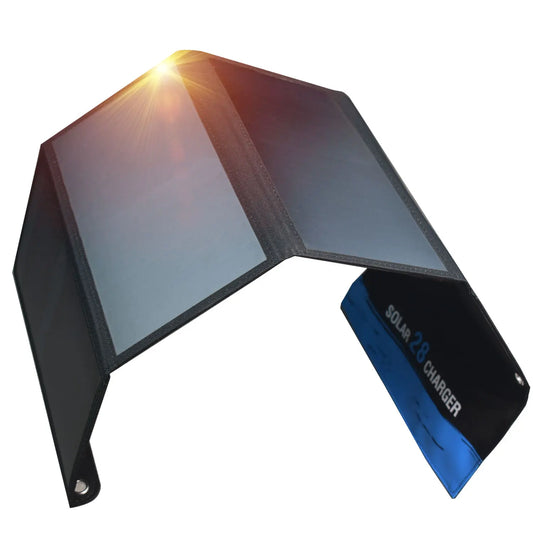 28W Folding Solar Panel – Dual USB Portable Solar Charger with SunPower Cells | Phone, Tablet & Power Bank Charging for Camping & Hiking