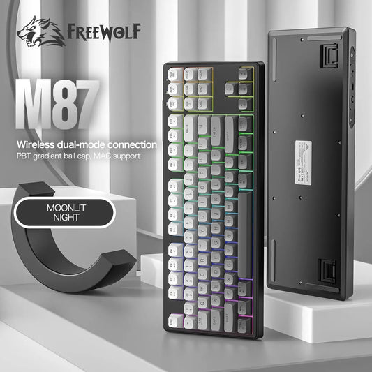 MambaSnake X FreeWolf M87 Wireless Gaming Keyboard – 75% Silent Membrane with RGB & PBT Keycaps