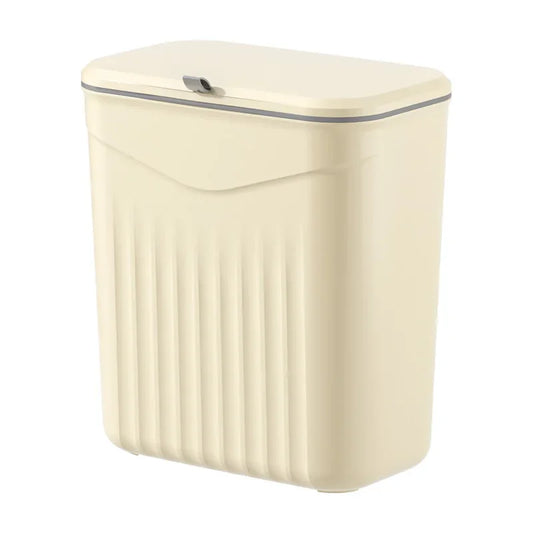 Wall-Mounted White Space-Saving Trash Bin for Kitchen – Durable Plastic Multi-Functional Waste Storage