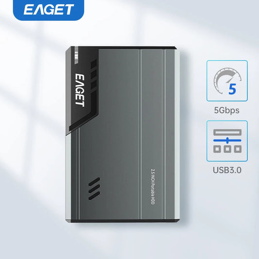 Eaget 2.5″ Portable External Hard Drive – 500GB/1TB USB 3.0 HDD for Desktop, Laptop, Mac, Gaming Consoles & PS5