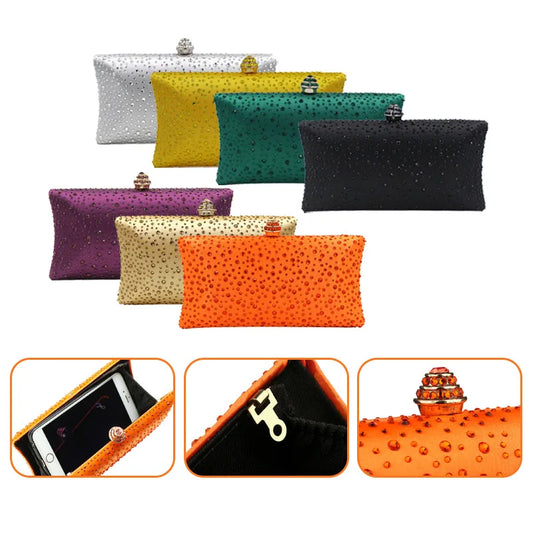 Women’s Fashion Rhinestone Clutch – Shiny PU Leather Handbag & Crossbody Shoulder Bag for Weddings & Parties