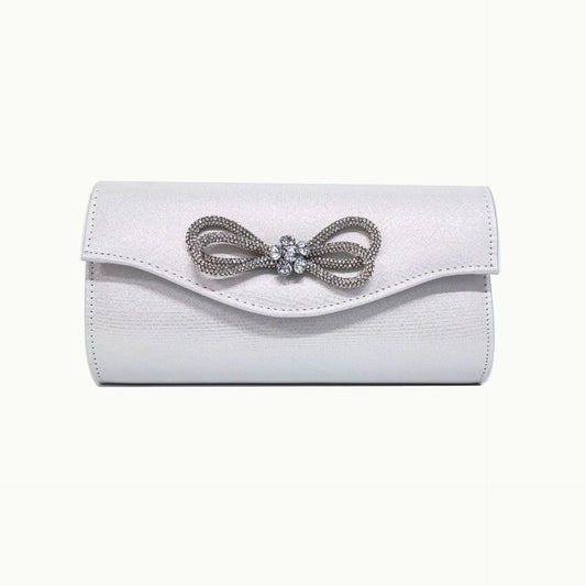 Women’s Crystal Bow Handbag – Elegant Satchel Clutch Purse with Chain Strap | Shiny Evening Crossbody & Shoulder Bag