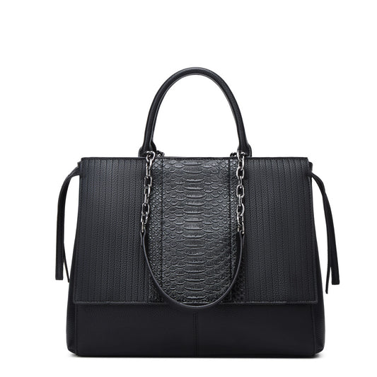 Women’s Crocodile-Pattern Faux Leather Shoulder Bag – Large Capacity Commuter Tote