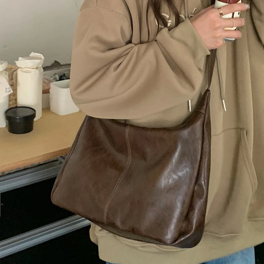 Women’s PU Leather Tote Shoulder Bag – Internal Pocket Messenger & Hobo Hybrid for Work & Travel