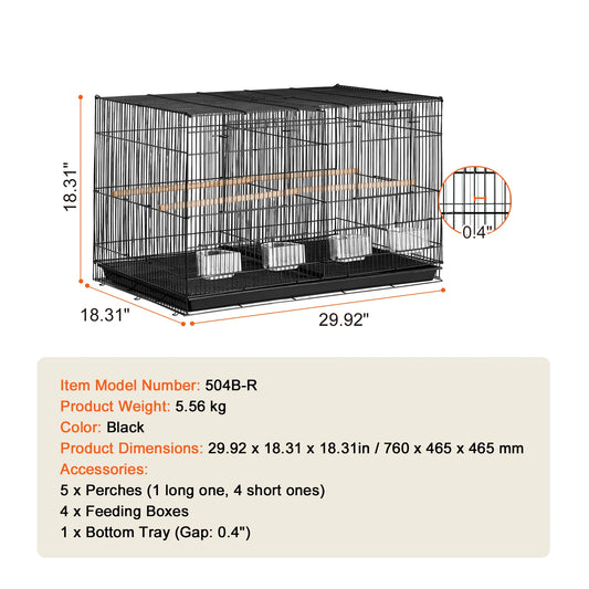 Succebuy 30in Flight Bird Cage – Stackable Divided Travel Cage with Handle & Perch for Small Birds and Pets