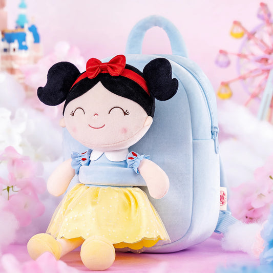 9-Inch Plush Backpack for Baby Girls – Red Bow Princess Doll Bag | Soft Cute Plush School Bag Gift for Toddlers & Preschool Girls