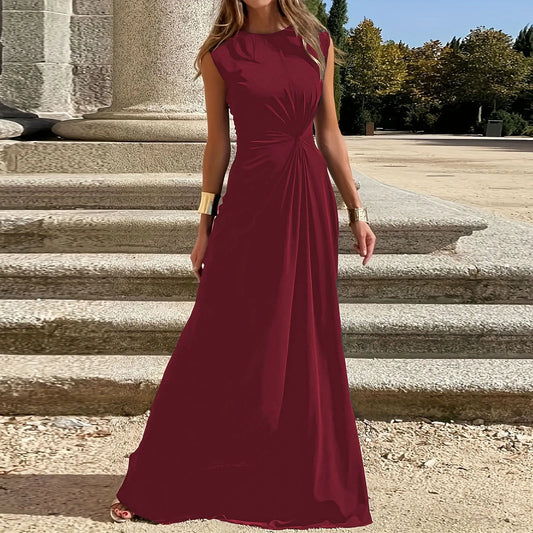 Women’s Maternity Surplice Maxi Dress – Solid Cotton Pregnancy Outfit with Asymmetrical Waist, Formal Wear for Moms