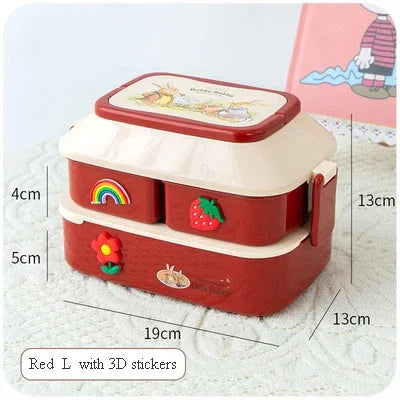 Kawaii Portable Lunch Box for Girls – Microwave-Safe Bento Box with Compartments for School & Picnic
