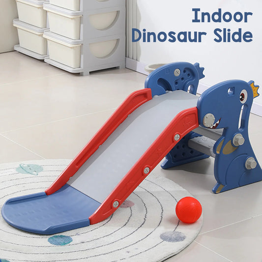 Detachable Dinosaur Slide & Sports Combo Playset – Outdoor/Indoor Slide with Basketball Hoop & Climber Set for Kids