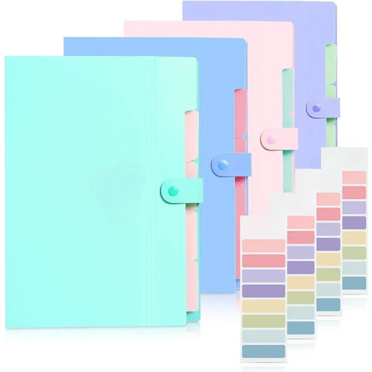 Accordion File Organizer – 4-Pack Letter/A4 Size Expandable Folder with 32 Labels for Documents & Bills