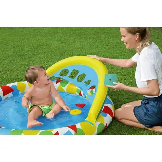 Inflatable Kids Pool 47″×46″×18″ – Splash & Learn Children’s Backyard Water Fun