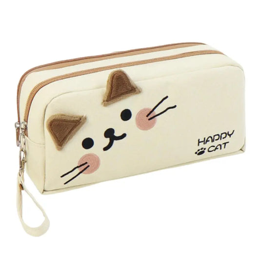 Cat Pattern Pencil Holder Case – Large Capacity Pen Pouch for School Stationery, Makeup & Cosmetic Organization