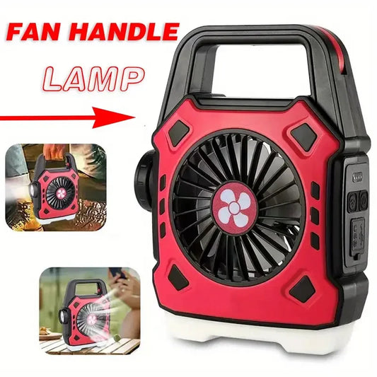 2-in-1 Rechargeable LED Camping Fan & Light – Portable USB Desk Fan with Handle, 3 Speeds, Battery Powered 🌬️💡