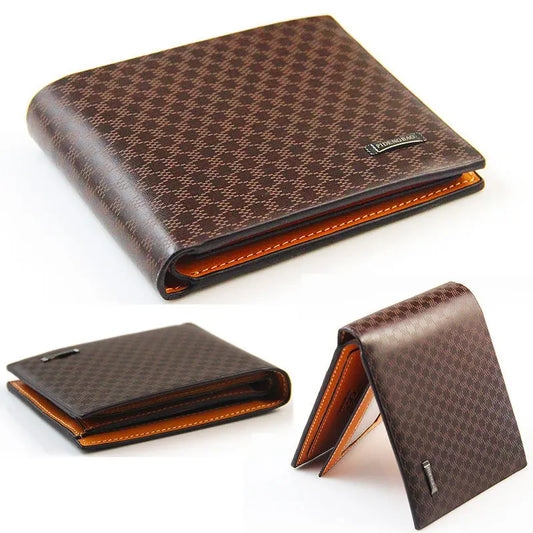 Men’s Short PU Leather Wallet – Elegant Credit Card Holder & Billfold Purse with ID Window and Clutch Design