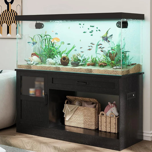 55 Gallon Fish Tank Stand – Durable Aquarium Stand with Drawer & Power Outlet, Fits 55–75 Gallon Fish or Reptile Tanks