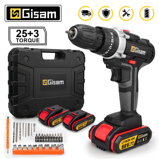 21V Cordless Impact Drill – Electric Screwdriver & Hammer Drill | Mini Wireless Power Tool with Lithium-Ion Battery