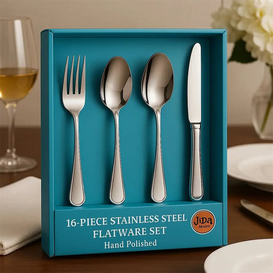 16-Piece Luxury Premium Stainless Steel Flatware Set – Service for 4 (Knives, Forks, Spoons, Teaspoons)