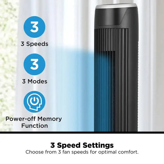 36'' Oscillating Tower Fan with Remote, 3 Speeds, Timer Display
