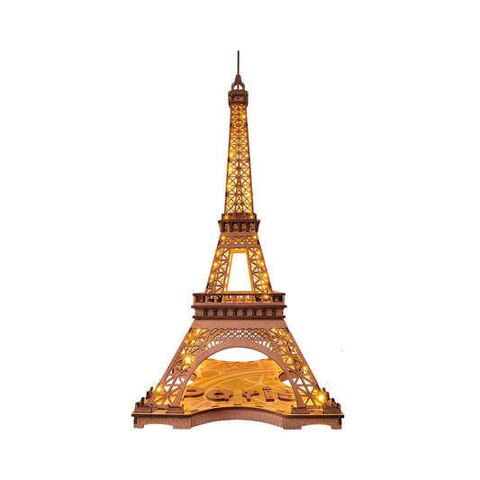 “Robotime Rolife Night of the Eiffel Tower – 3D Wooden Puzzle Miniature Building Model for Teens & Adults”