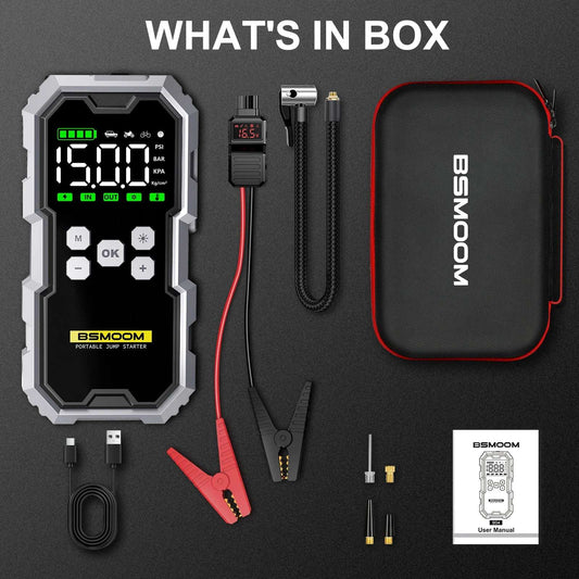 Portable 150PSI Air Pump & 7000A Car Jump Starter Power Bank