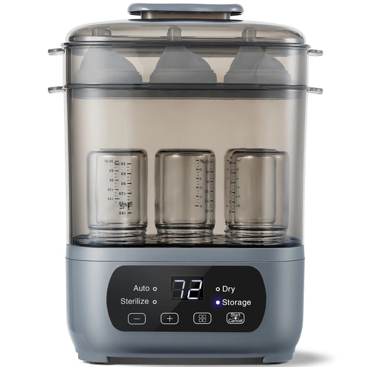 4-in-1 Baby Bottle Sterilizer & Dryer – 6 Bottle Capacity, 30 Min Dry, 72H Storage, 99.99% Germ-Free