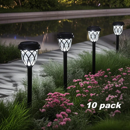 10-Pack Solar Powered Tube Lights – Decorative Garden & Lawn Lamps | Light & Shadow Landscape Lighting for Courtyard & Pathways
