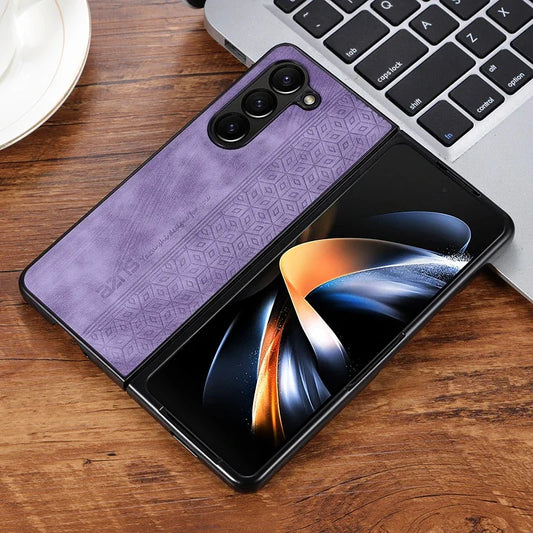 Luxury PU Leather Case for Samsung Galaxy Z Fold 3/4/5/6 – Shockproof Slim Bumper Back Cover with Premium Finish