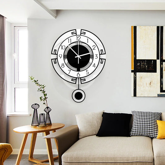 Modern European Style Swing Wall Clock – Silent Vintage Quartz Pendulum for Living Room & Home Décor