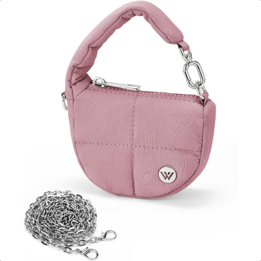 Westbronco ER Mini Coin Pouch – Quilted Nylon Wristlet Purse, Tiny Puffer Keychain Bag for Women