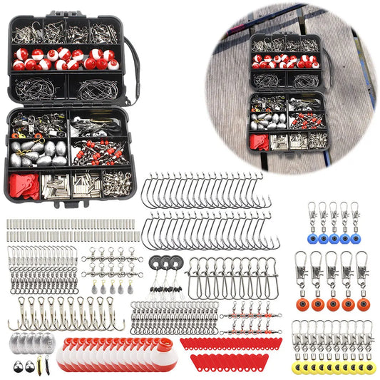 “267PCS Fishing Accessories Kit – Complete Set with Hooks, Baits, Sinkers & Storage Box for Outdoor Fishing”