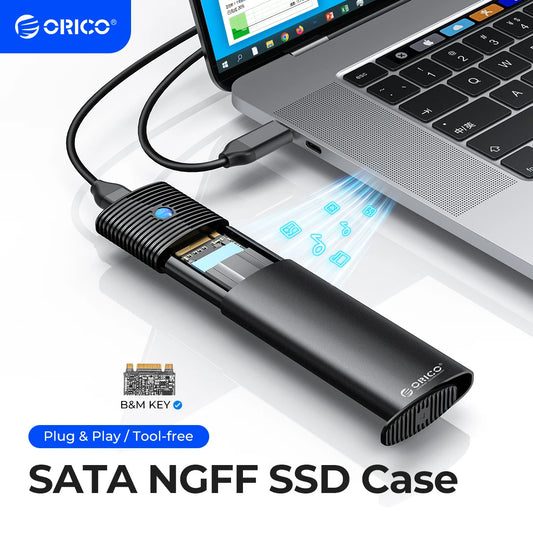ORICO M.2 SATA NGFF SSD Enclosure USB 3.1 Type-C 5Gbps – External Solid State Drive Adapter Case up to 4TB