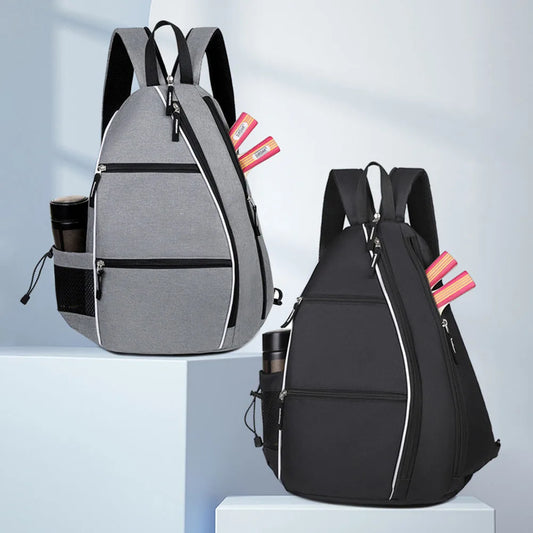Adjustable pickleball sling bag – multi-pocket racquet backpack for rackets, balls & sports gear, lightweight travel handbag