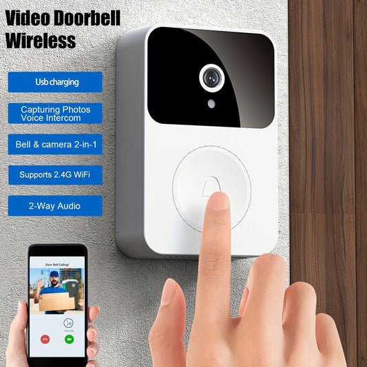 Smart Wireless Doorbell – Rechargeable Battery Video Doorbell with HD Camera, Two-Way Audio & Outdoor Visual Phone Monitoring