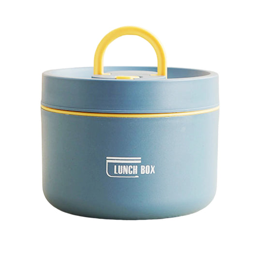 Leakproof Thermal Round Lunch Box with Folding Handle – Stainless Steel Insulated Food Jar