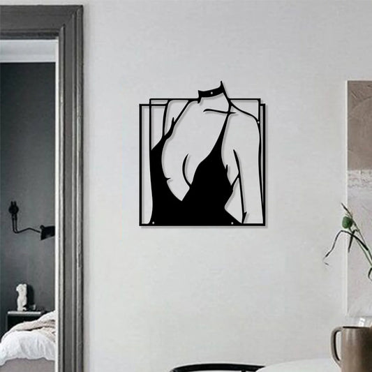 Minimalist Iron Laser-Engraved Wall Art – Modern Metal Line Art for Bathroom, Living Room & Home Décor
