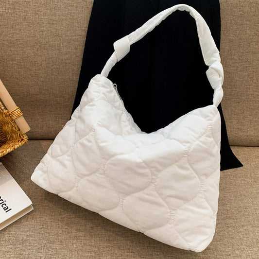 Women’s Quilted Padded Shoulder Tote – Lightweight Large-Capacity Satchel for Fall/Winter