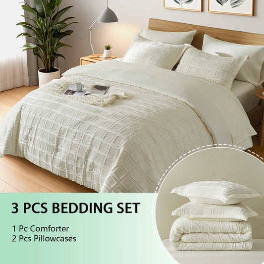Solid Color Floral Comforter Set – Lightweight & Breathable Microfiber Bedding (Queen / All-Season / Machine Washable)