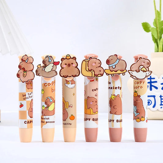 Kawaii Push-Pull Capybara Eraser – Soft School & Office Rubber Eraser for Kids