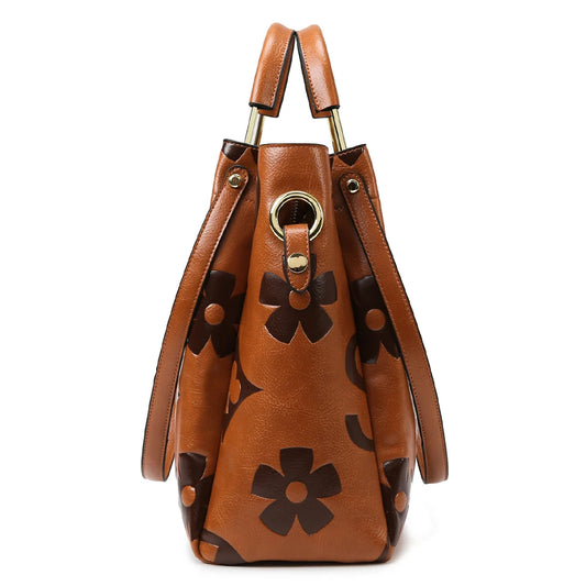 Women’s PU Leather Bucket Bag – Embossed Large-Capacity Shoulder Tote with Top Handle for Work, Shopping & Travel