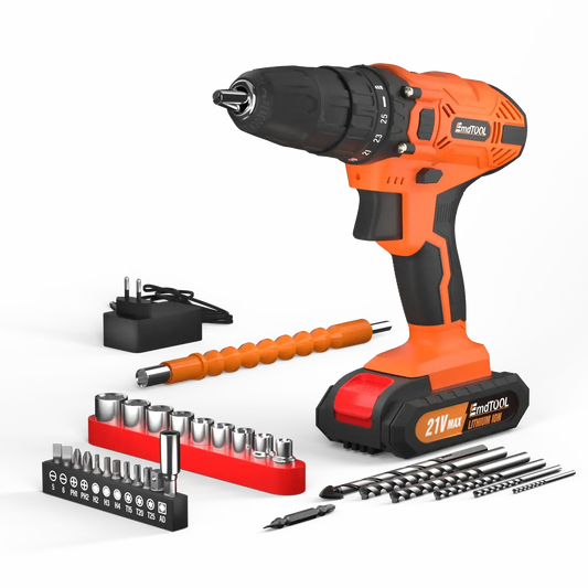 45 Nm Cordless Drill Kit with 2 Batteries – 25+1 Torque Electric Drill / Screwdriver / Impact Driver (29-Piece Set)