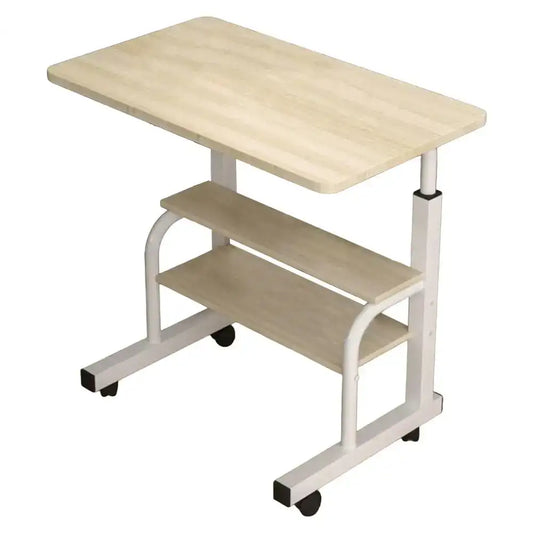 Student Desk Bedside Movable Double-Layer Space-Saving Table with Wheels