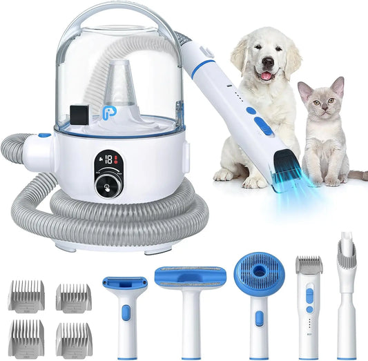 5-in-1 Pet Grooming Vacuum Kit – Low Noise Hair Remover with 2.0L Dust Cup for Dogs & Cats, Shedding & Grooming Tool