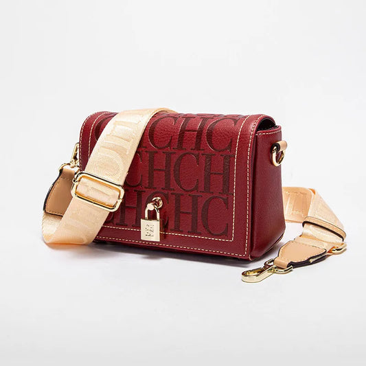Metal-Buckle Solid Colour Shoulder Bag – Printed Head-Bag Design for Women