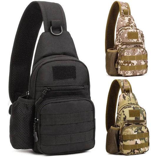 Tactical Sling Crossbody Backpack – MOLLE EDC Chest Bag with Water Bottle Holder | Outdoor Travel Shoulder Pack