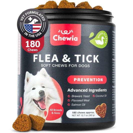 Dog Flea & Tick Treatment Chews – Natural Soft Chews for Flea & Tick Prevention, Immune Support & Year-Round Protection
