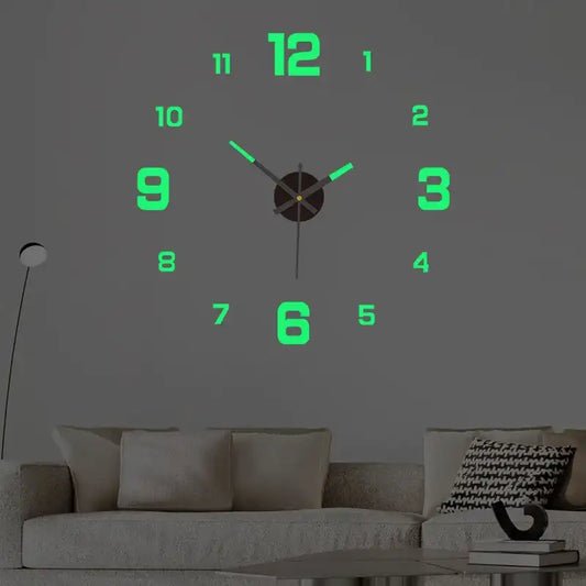 Silent DIY Wall Clock – Creative Night-Light Wall Decoration for Living Room & Bedroom