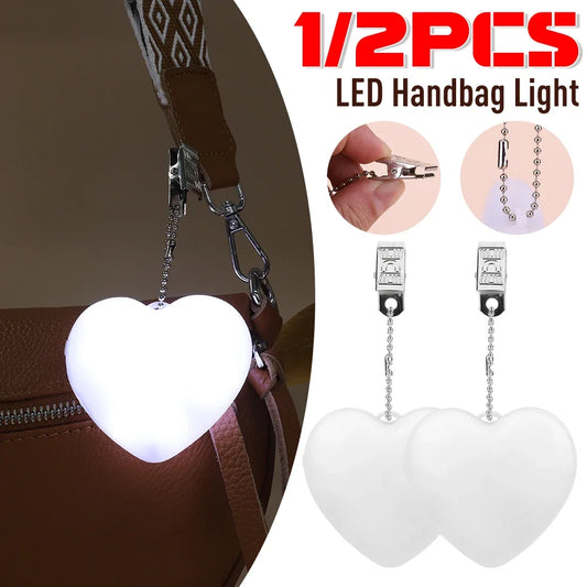 Heart-Shaped LED Purse Light – Touch Sensor Moon Bag Light with Clip, Portable Hanging Handbag Night Lamp, Gifts for Women