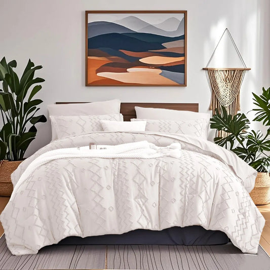 7-Piece Bohemian Tufted Comforter Set – Soft All-Season Bedding Ensemble