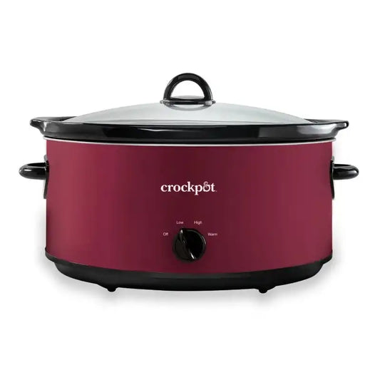 Crock-Pot 8-Quart Manual Slow Cooker – Large Capacity Rhubarb Red Slow Cooking Pot for Family Meals & Parties