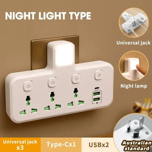 Universal Power Strip – EU/UK/US/AU Plug Multi-Socket Outlet with USB Charger, Surge Protection & Individual Switches for Home & Office